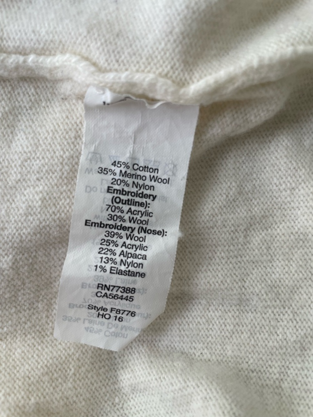 J.Crew Otter Sweater Small Merino Wool Blend Novelty Embroidered Knit Cream - Picture 5 of 7